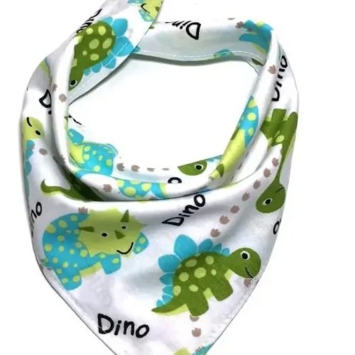 Babador bandana com estampa de dinossauros