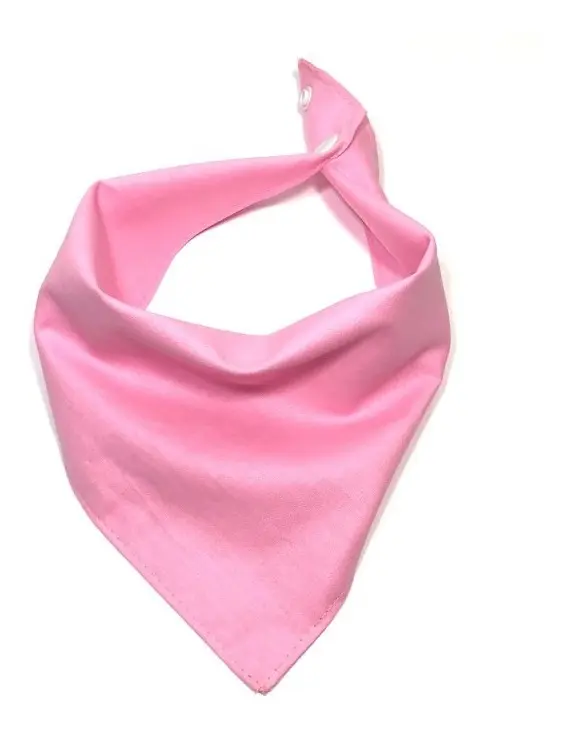 Babador bandana rosa liso com botão de pressão